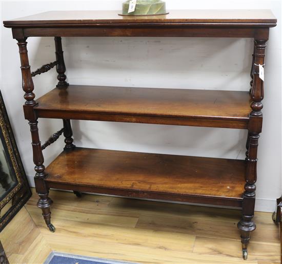 A Victorian mahogany three tier buffet W.122cm